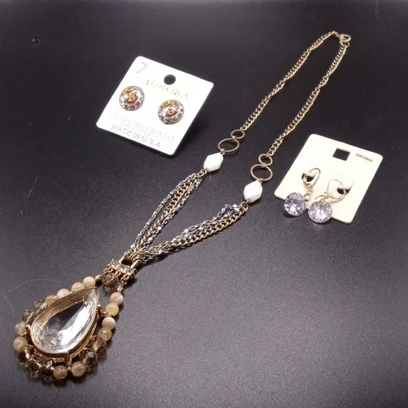 STAYEMENT NECKLACE/ 2 PRS EARRINGS - Picture 11 of 14